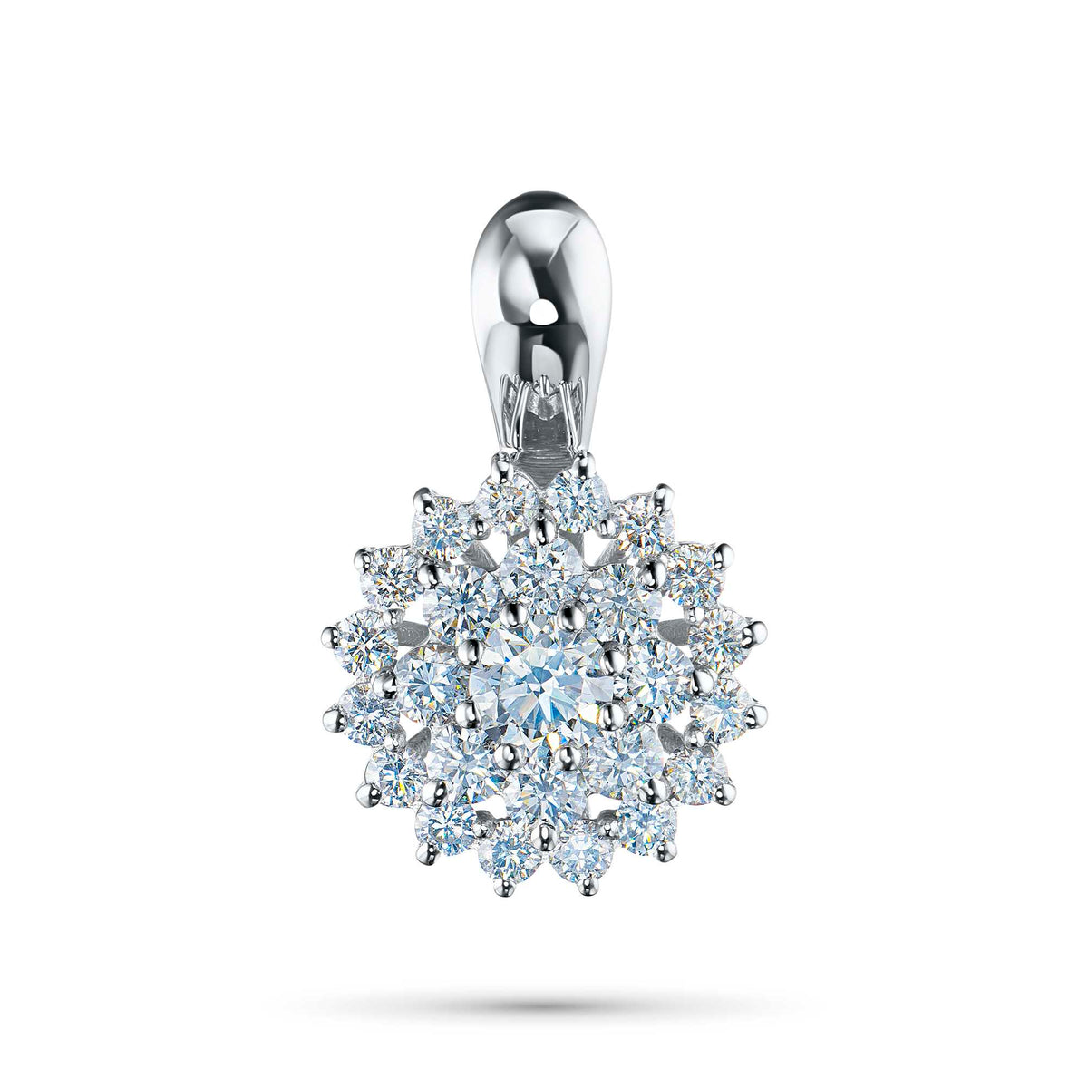 14K White Gold Pendant with Natural Diamonds