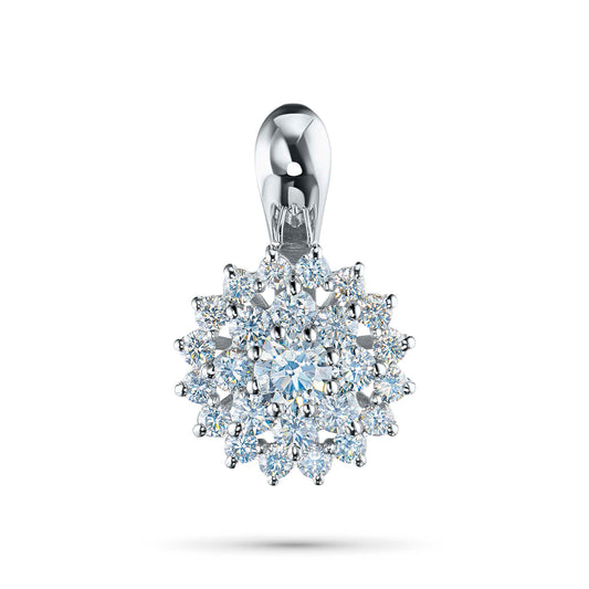 14K White Gold Pendant with Natural Diamonds