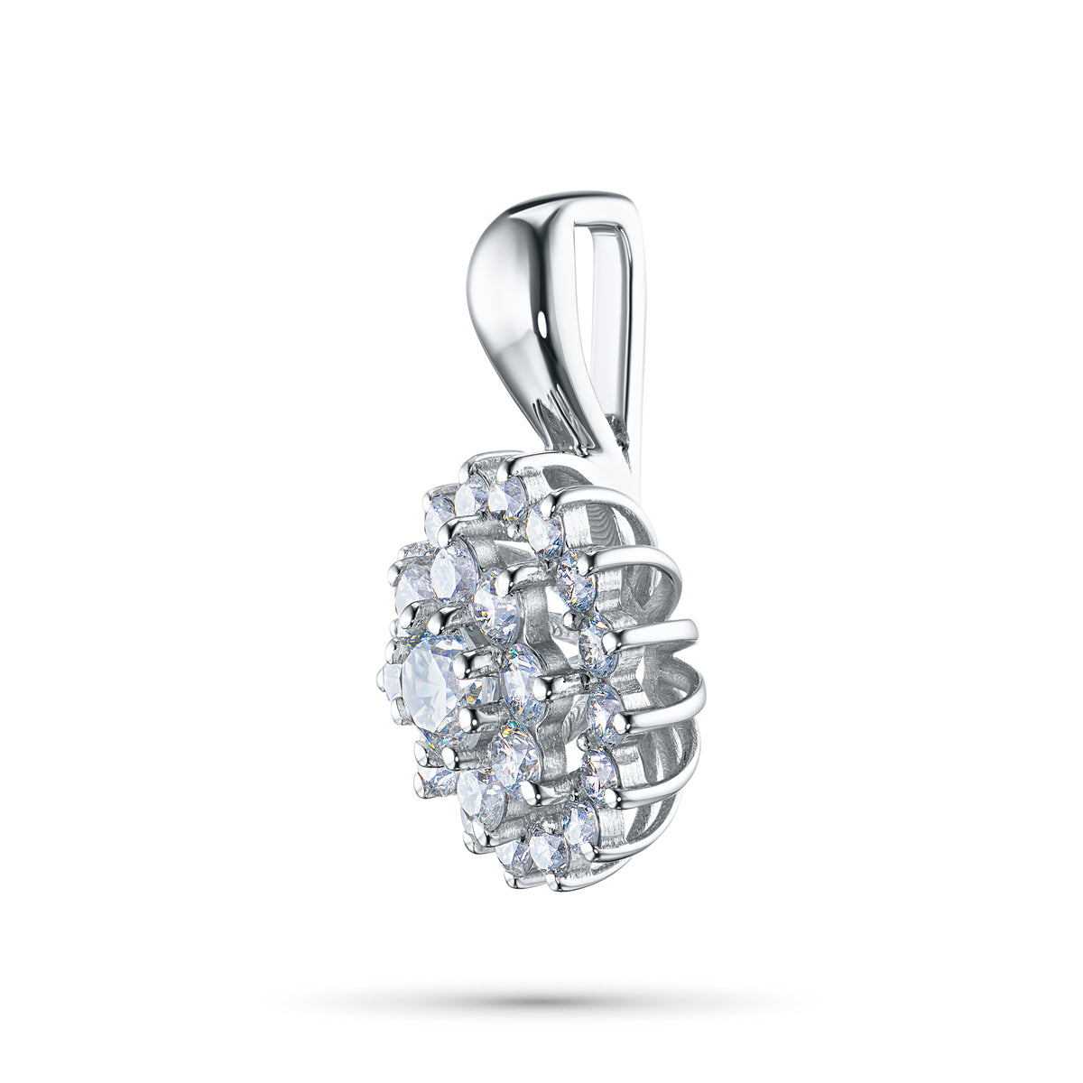 14K White Gold Pendant with Natural Diamonds