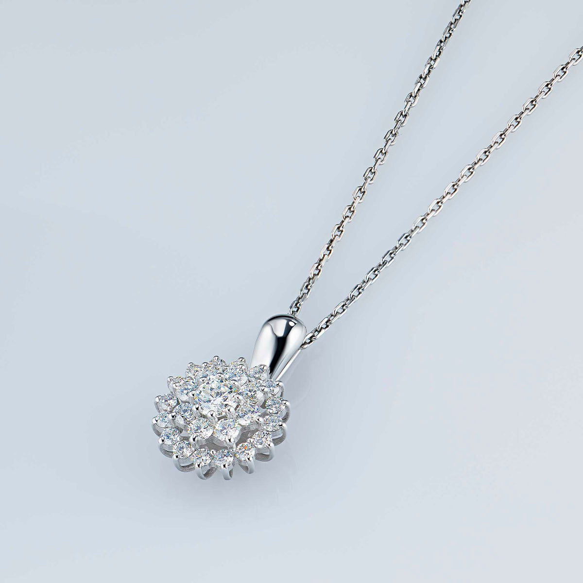14K White Gold Pendant with Natural Diamonds