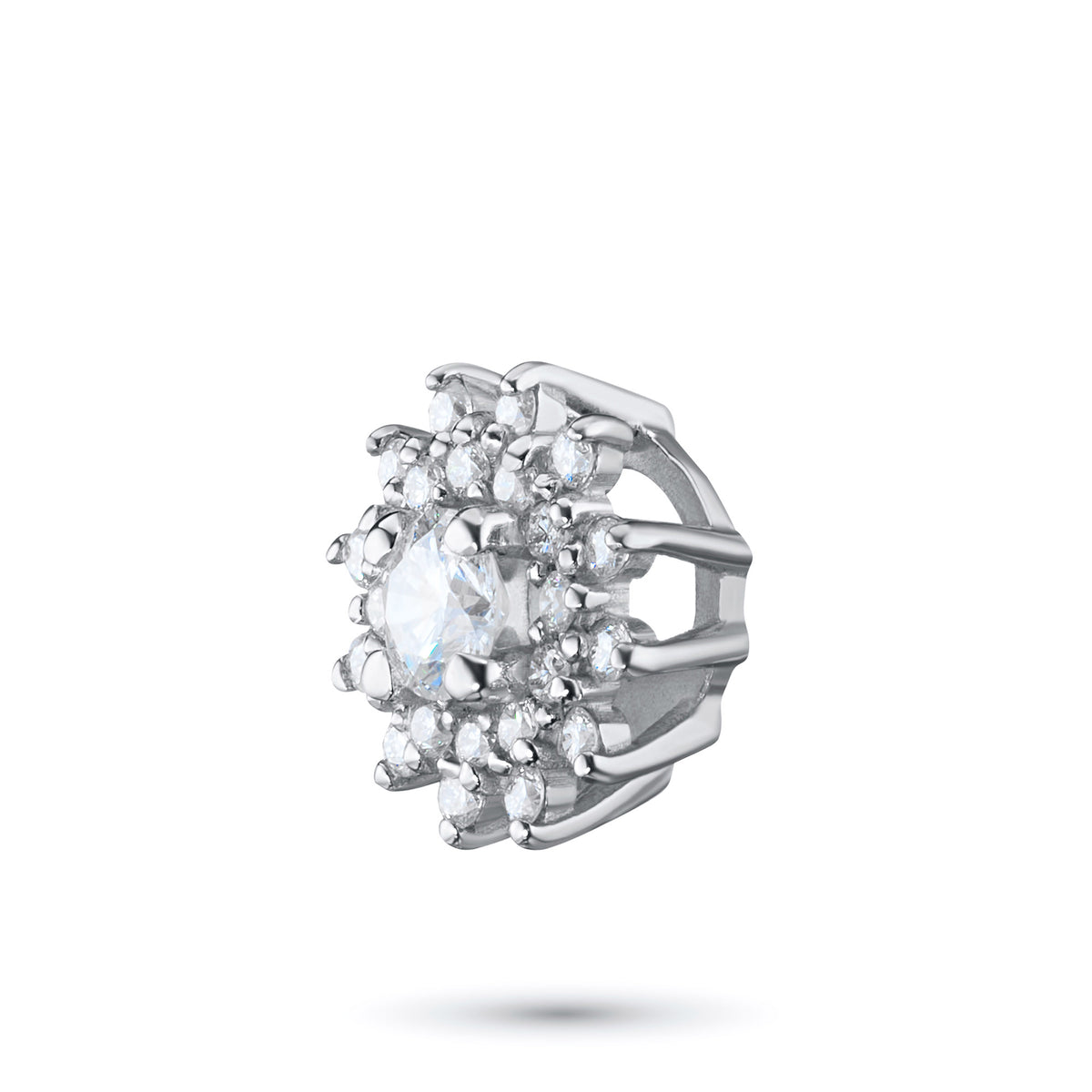 14K White Gold Pendant with Natural Diamonds