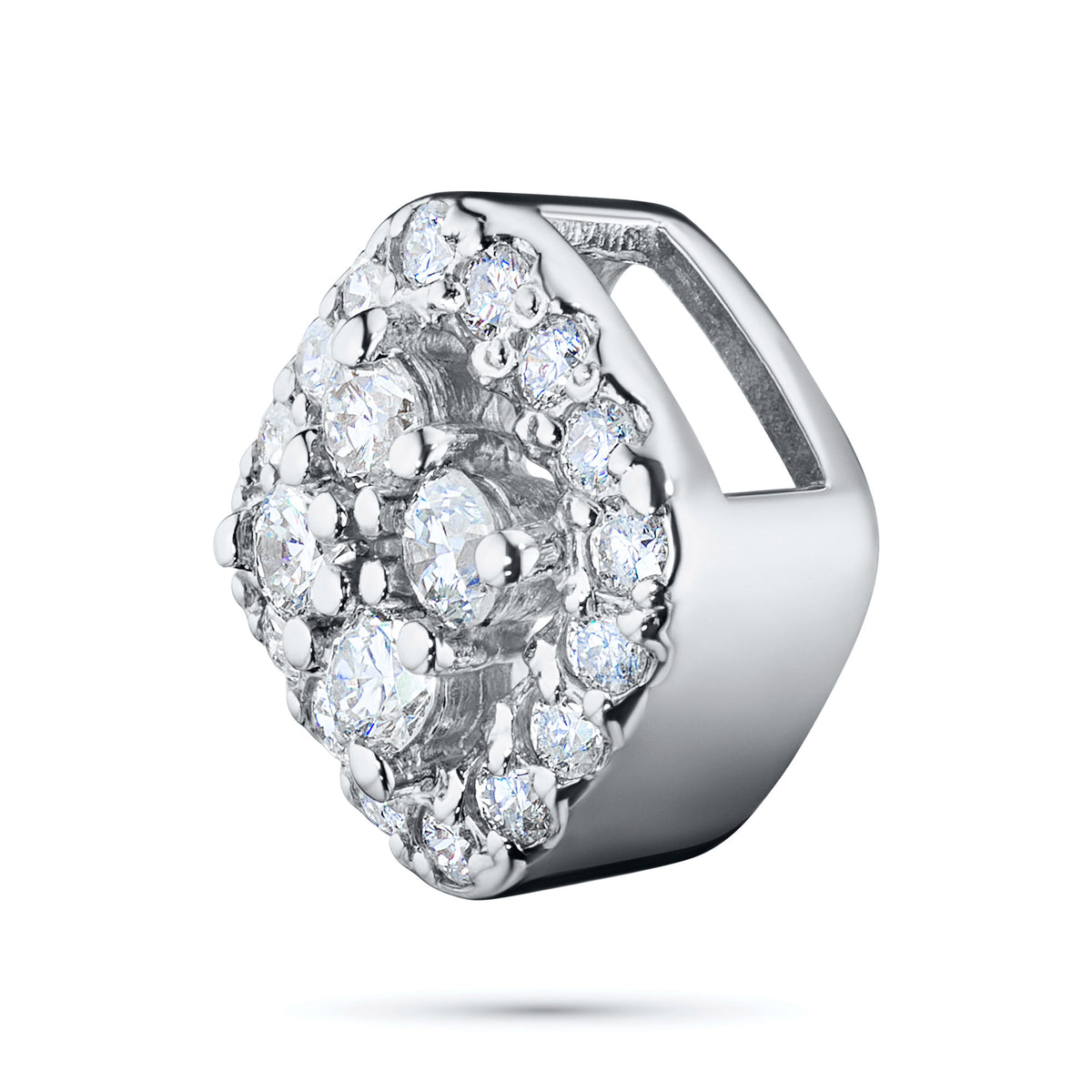 14K White Gold Pendant with Natural Diamonds