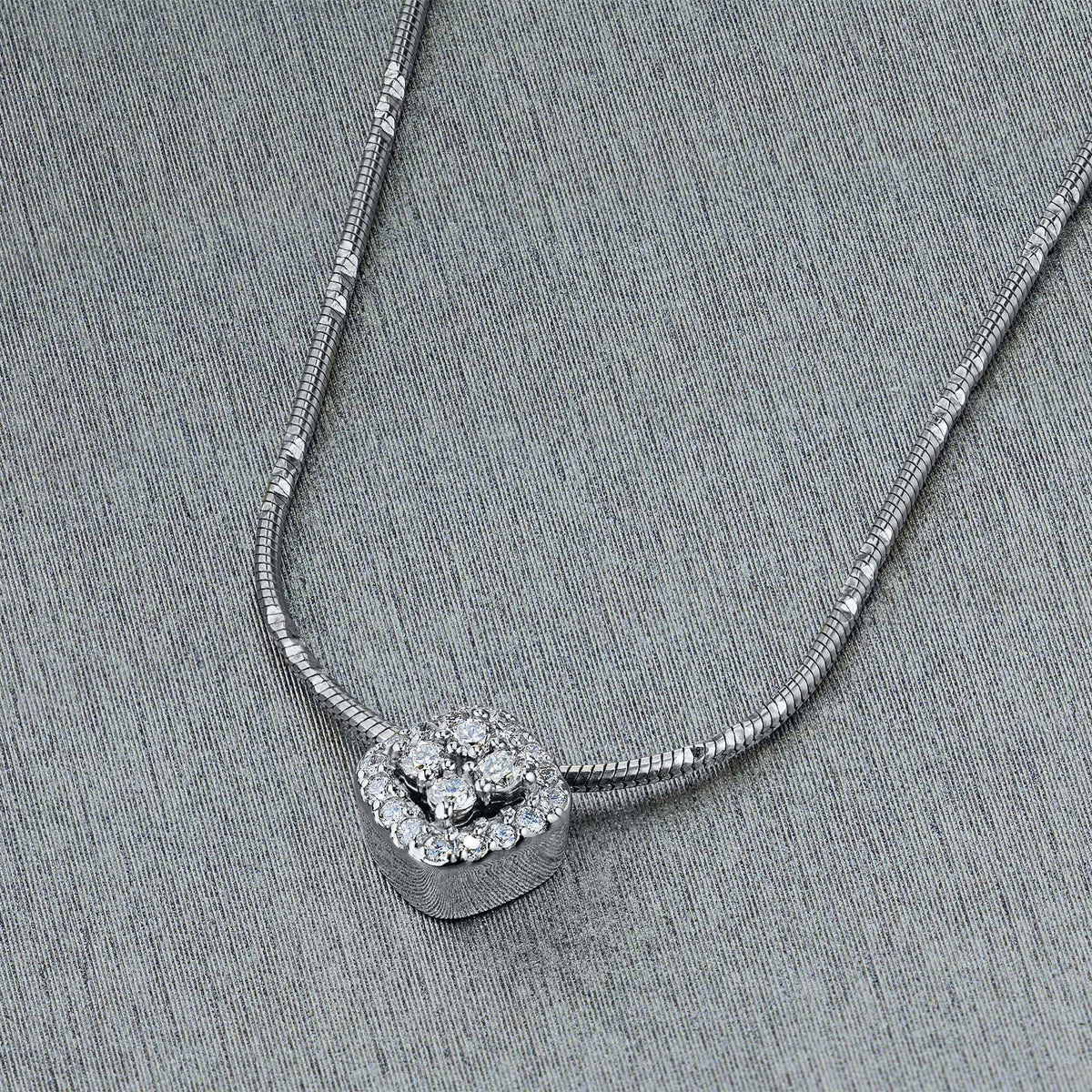 14K White Gold Pendant with Natural Diamonds