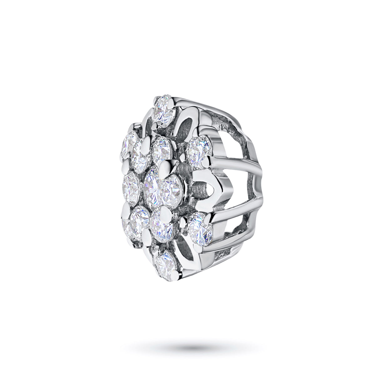 14K White Gold Pendant with Natural Diamonds