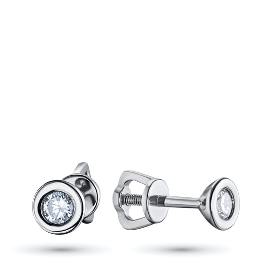 14K White Gold Earring Studs with Natural Diamonds
