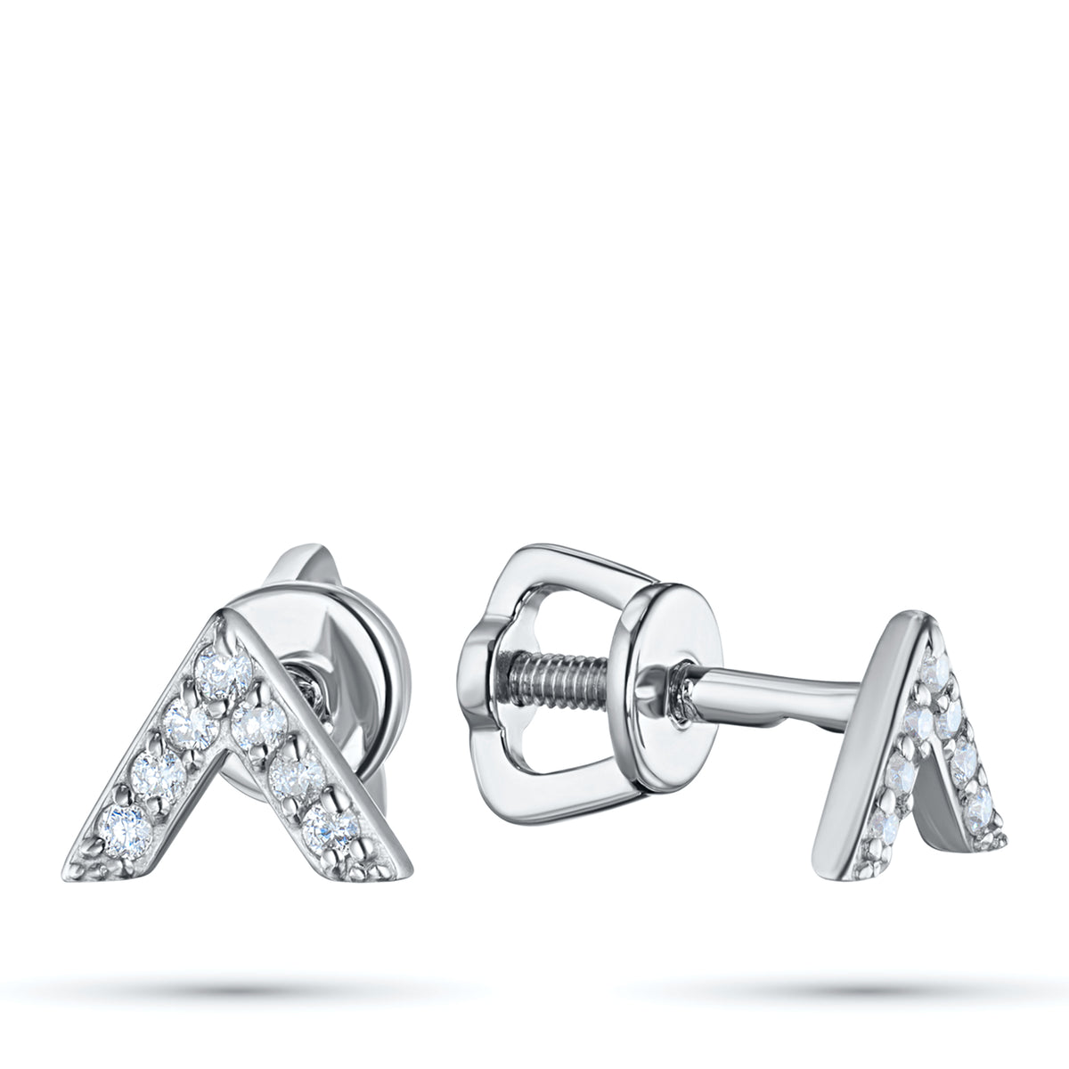 14K White Gold Earring Studs with Natural Diamonds