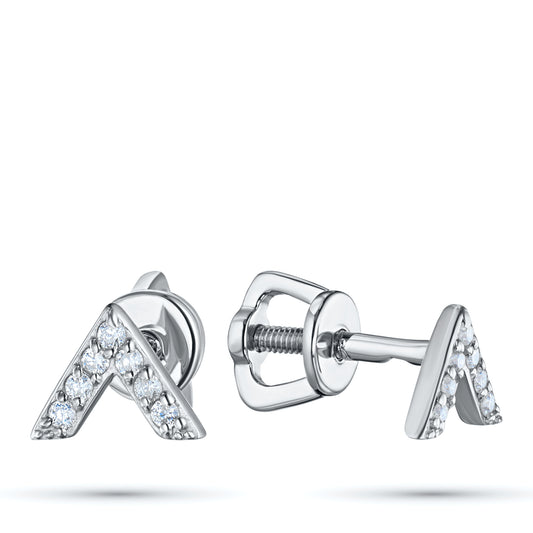 14K White Gold Earring Studs with Natural Diamonds