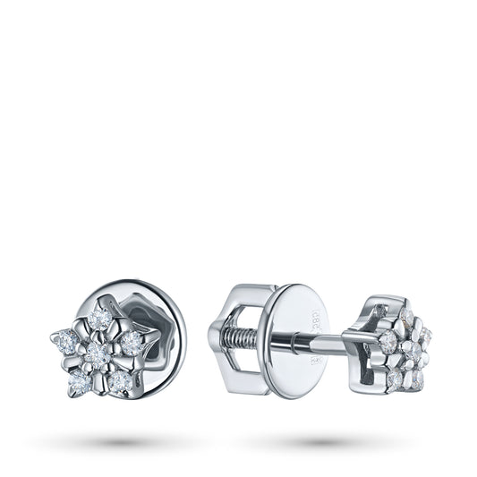 14K White Gold Earring Studs with Natural Diamonds