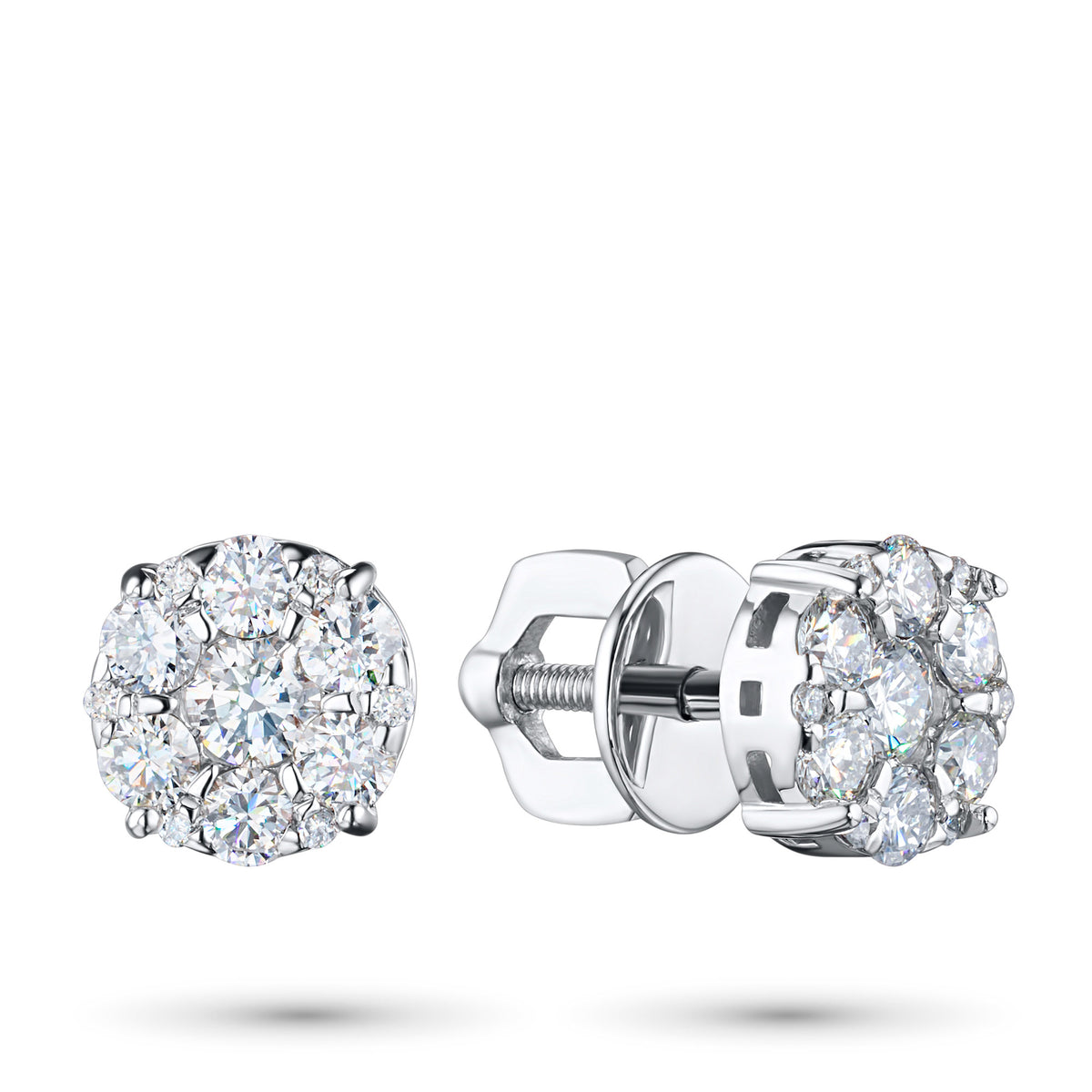 14K White Gold Earring Studs with Natural Diamonds