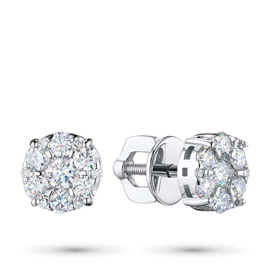 14K White Gold Earring Studs with Natural Diamonds