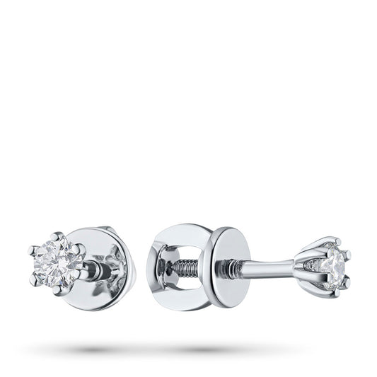 14K White Gold Earring Studs with Natural Diamonds