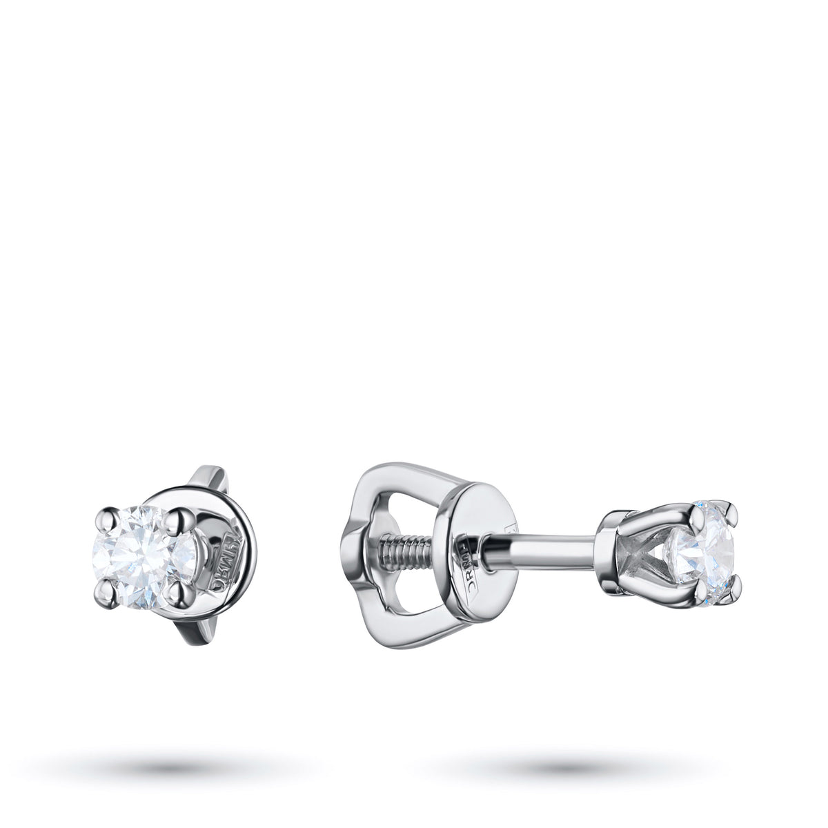 14K White Gold Earring Studs with Natural Diamonds