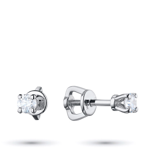 14K White Gold Earring Studs with Natural Diamonds