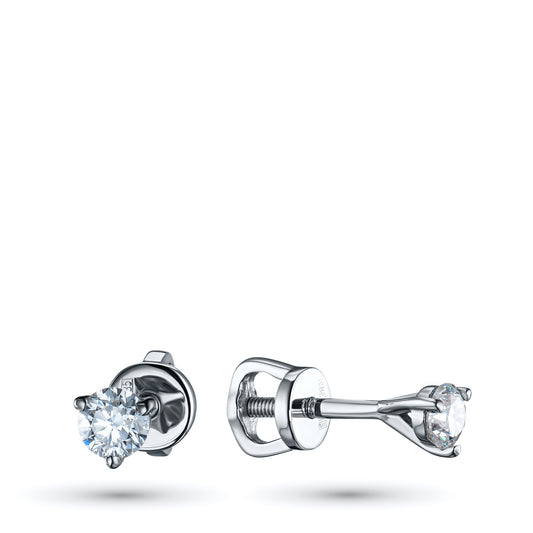 14K White Gold Earring Studs with Natural Diamonds