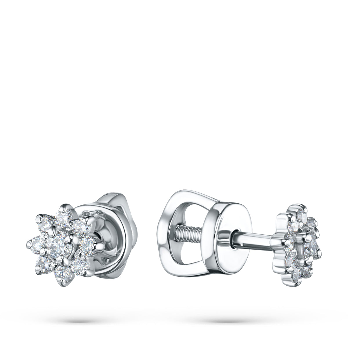 14K White Gold Earring Studs with Natural Diamonds