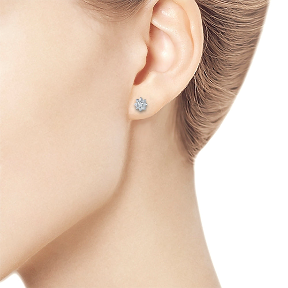 14K White Gold Earring Studs with Natural Diamonds