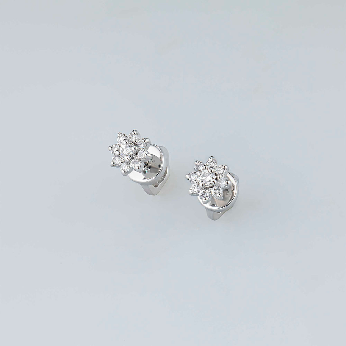 14K White Gold Earring Studs with Natural Diamonds