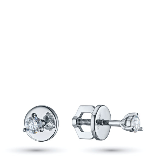 14K White Gold Earring Studs with Natural Diamonds