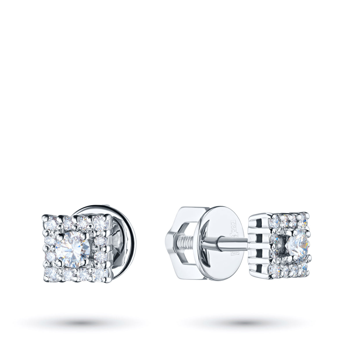 14K White Gold Earring Studs with Natural Diamonds