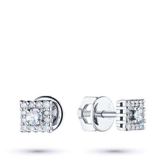 14K White Gold Earring Studs with Natural Diamonds
