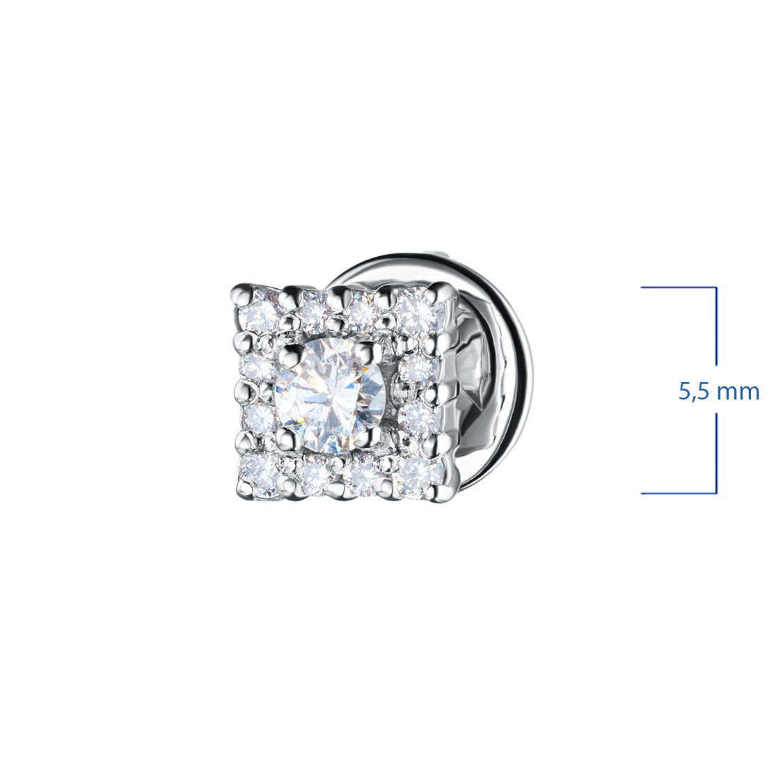 14K White Gold Earring Studs with Natural Diamonds