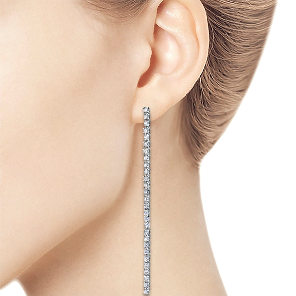 14K White Gold Earring Studs with Natural Diamonds