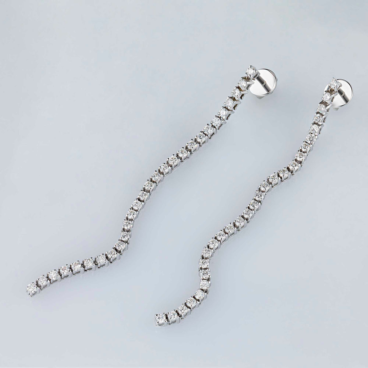 14K White Gold Earring Studs with Natural Diamonds