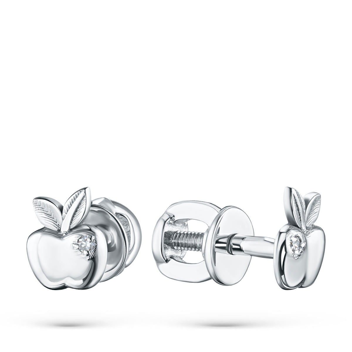 14K White Gold Earring Studs with Natural Diamonds