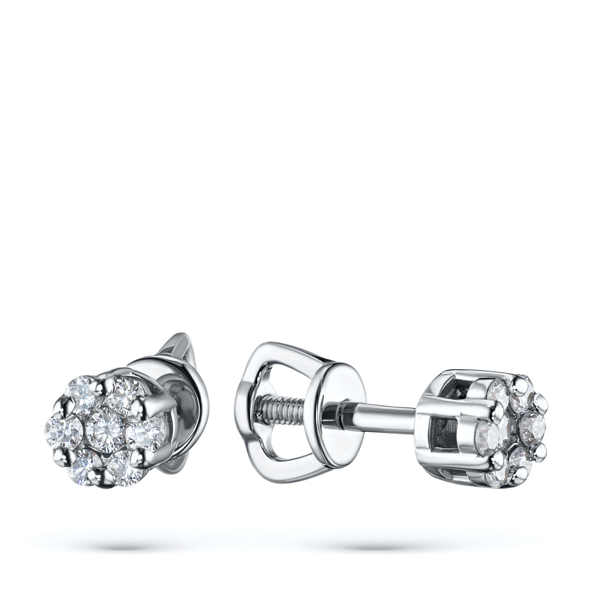14K White Gold Earring Studs with Natural Diamonds