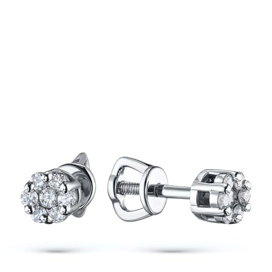 14K White Gold Earring Studs with Natural Diamonds