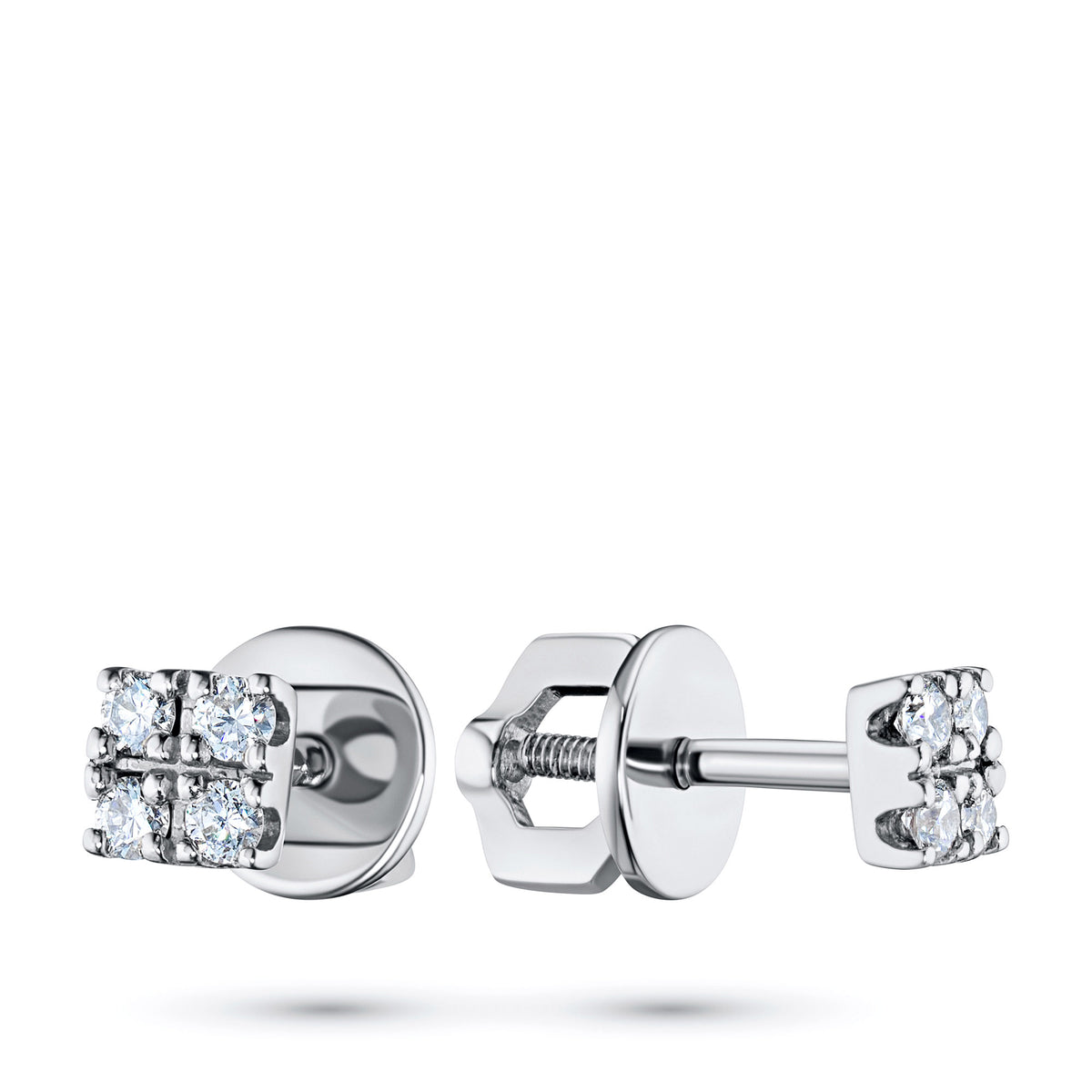 14K White Gold Earring Studs with Natural Diamonds
