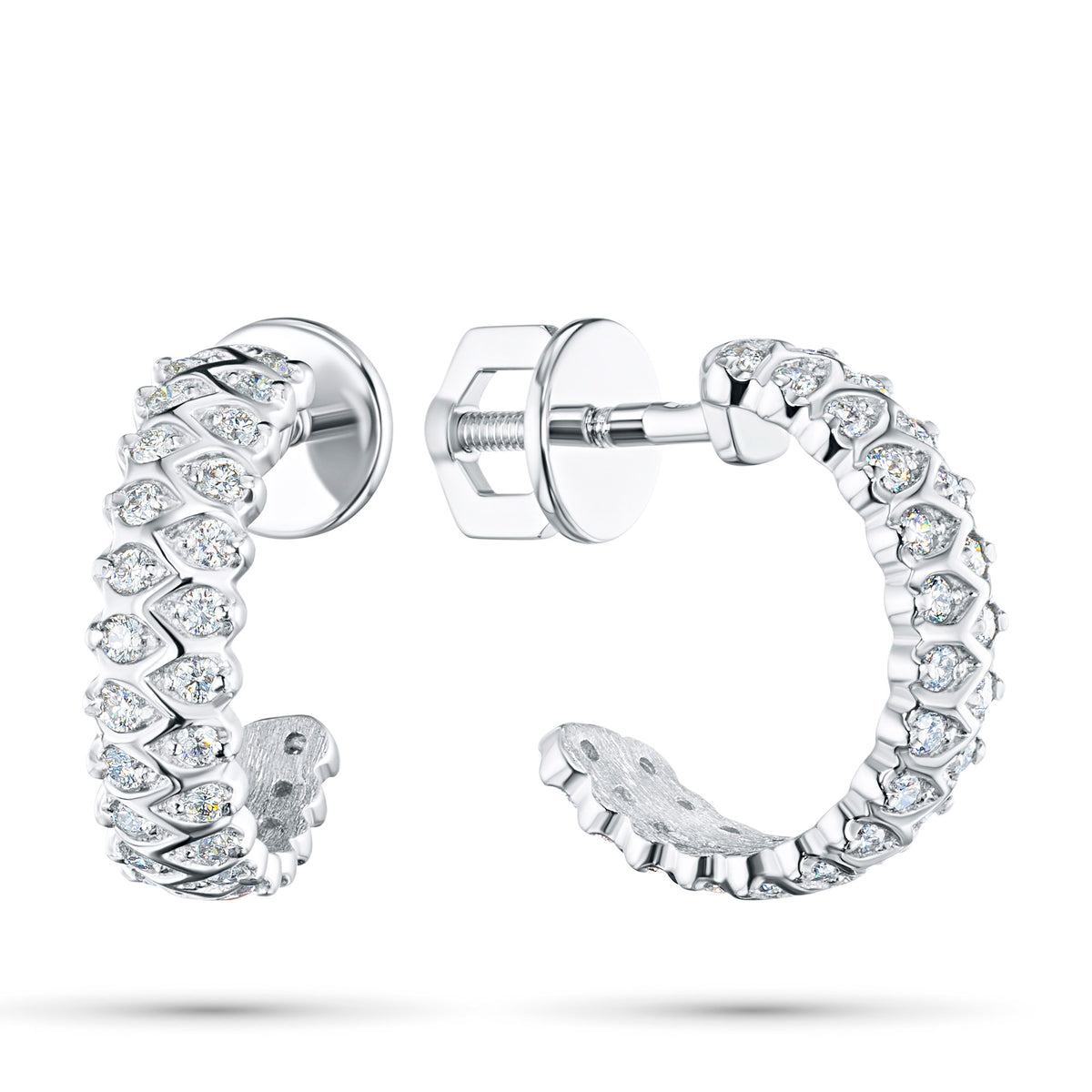 14K White Gold Earring Studs with Natural Diamonds