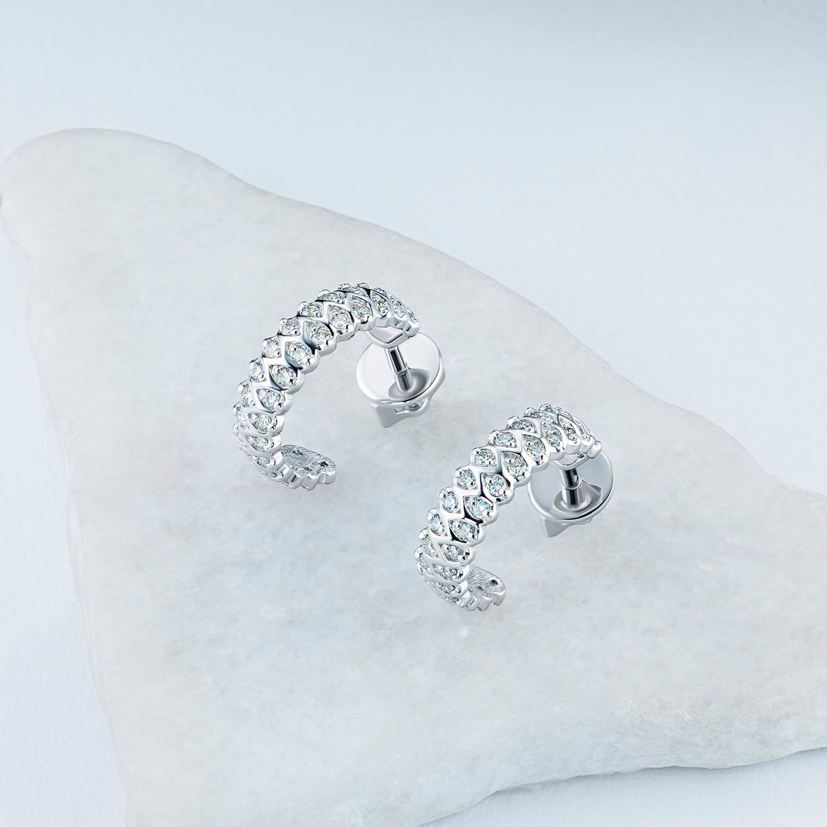 14K White Gold Earring Studs with Natural Diamonds
