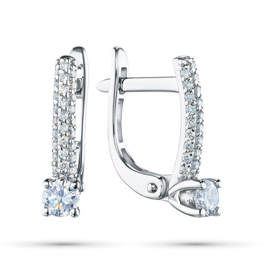 14K White Gold Earrings with Natural Diamonds