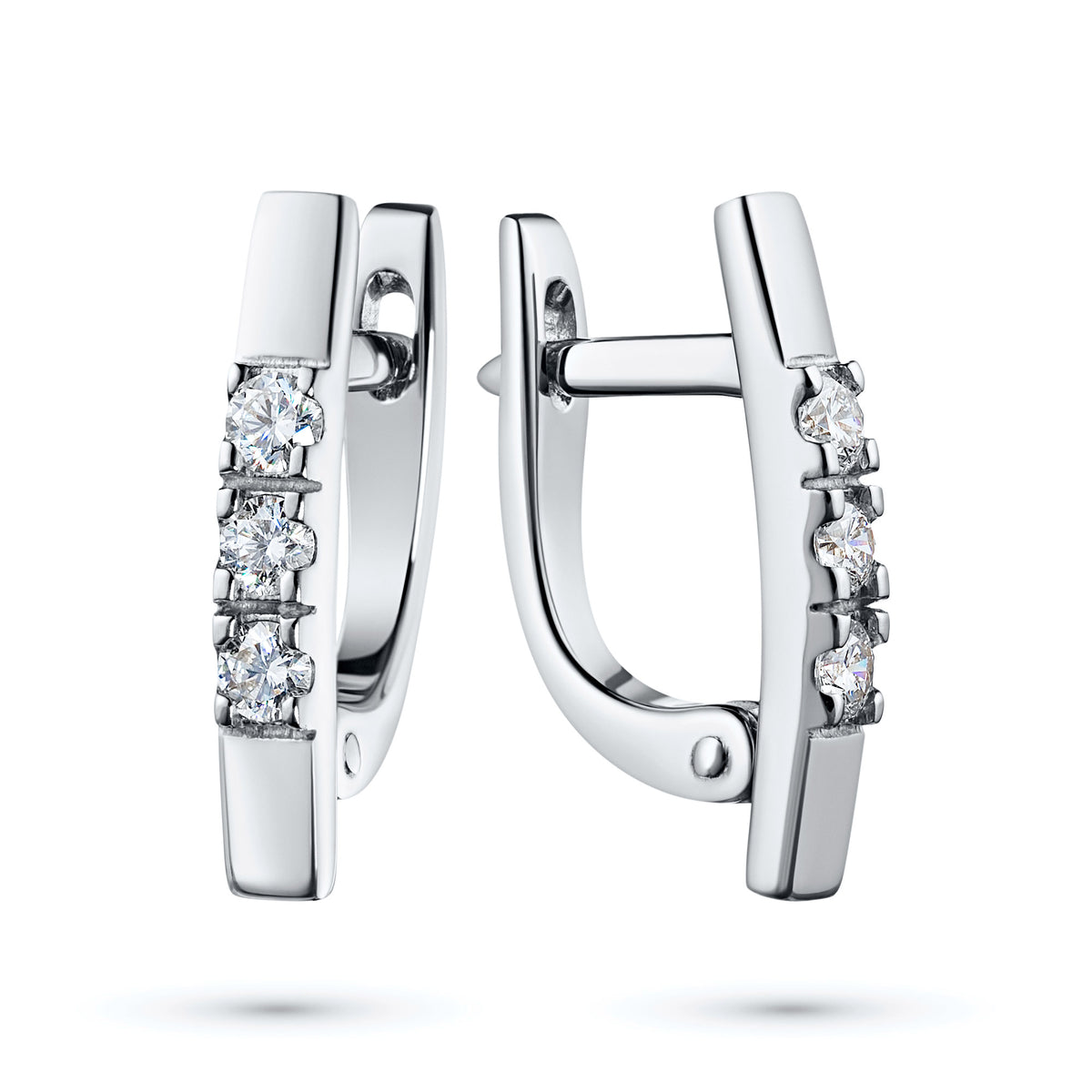 14K White Gold Earrings with Natural Diamonds