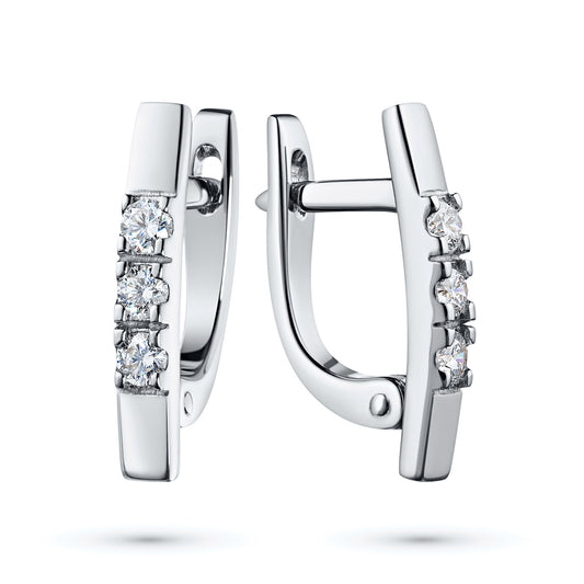 14K White Gold Earrings with Natural Diamonds