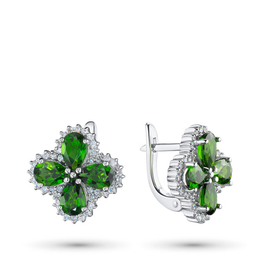 14K White Gold Earrings with Topaz and Natural Diamonds