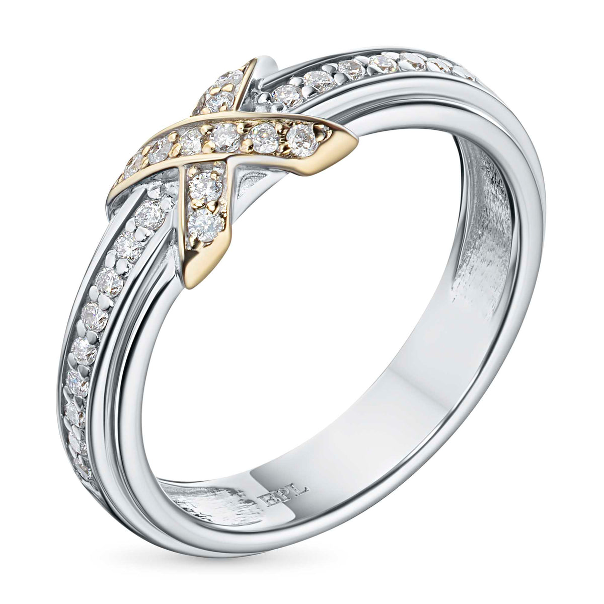 14K White Gold Ring with Natural Diamonds