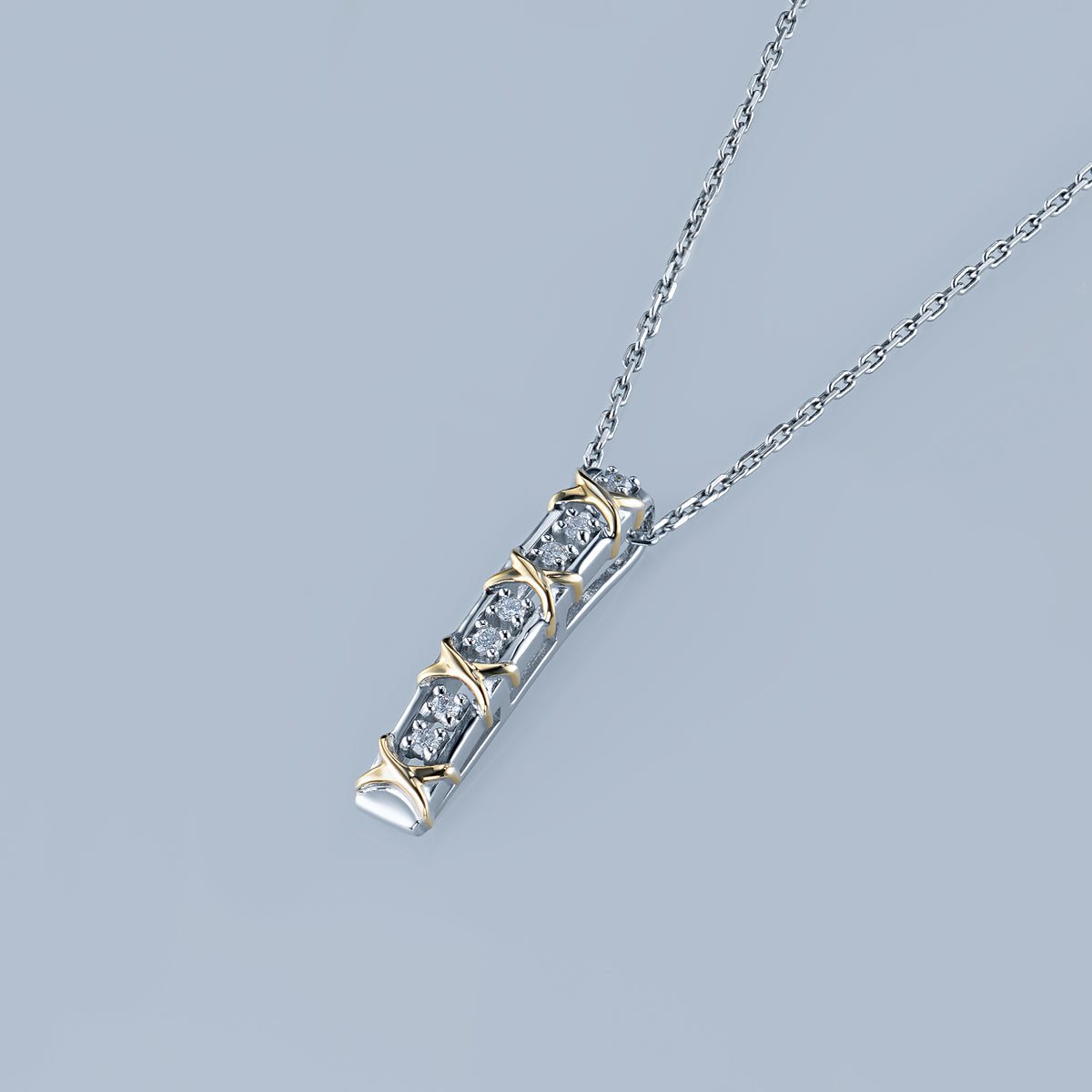 14K White Gold Pendant with Natural Diamonds