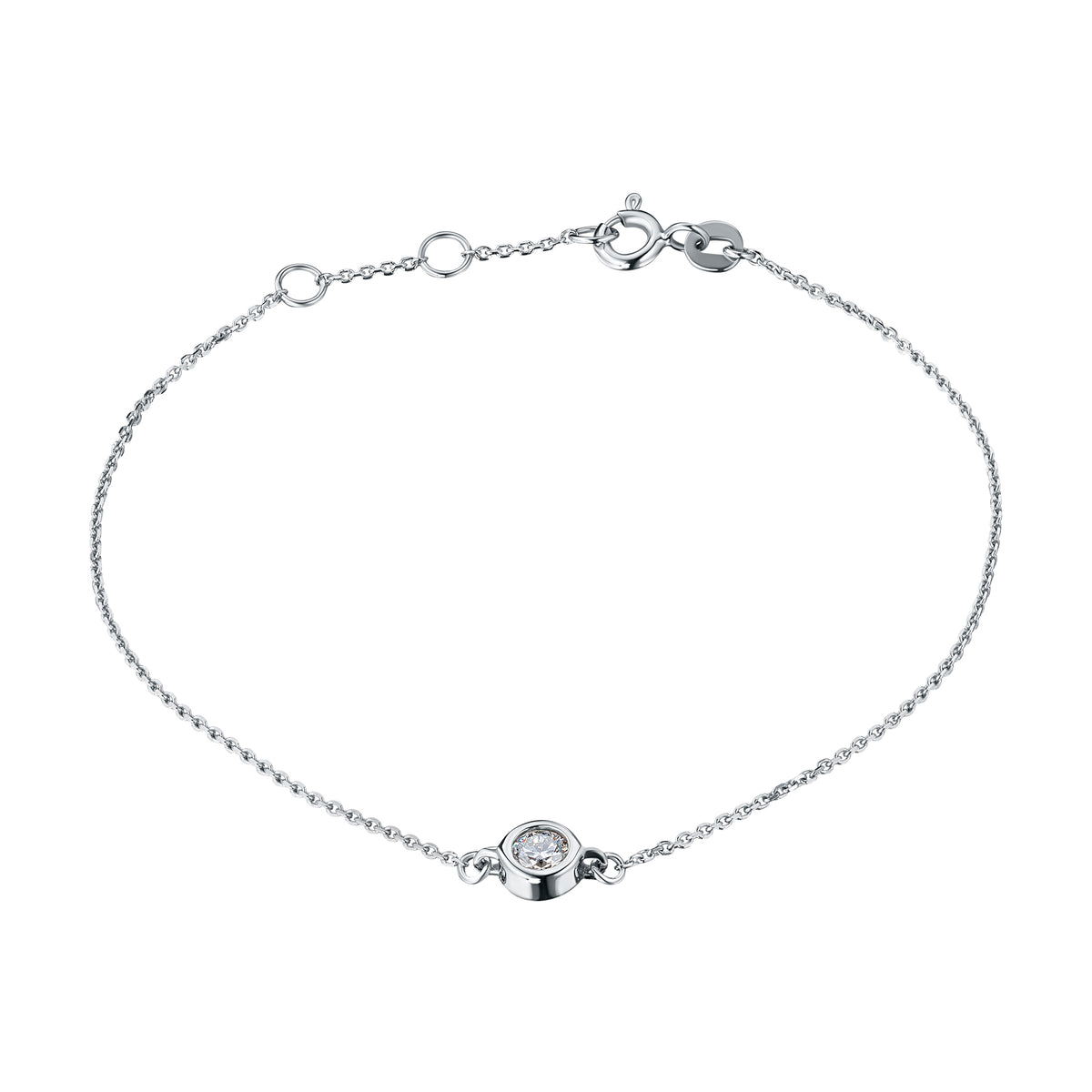 14K White Gold Bracelet with Natural Diamonds