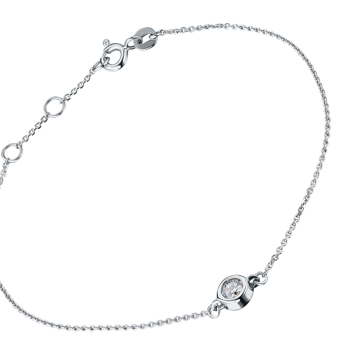 14K White Gold Bracelet with Natural Diamonds
