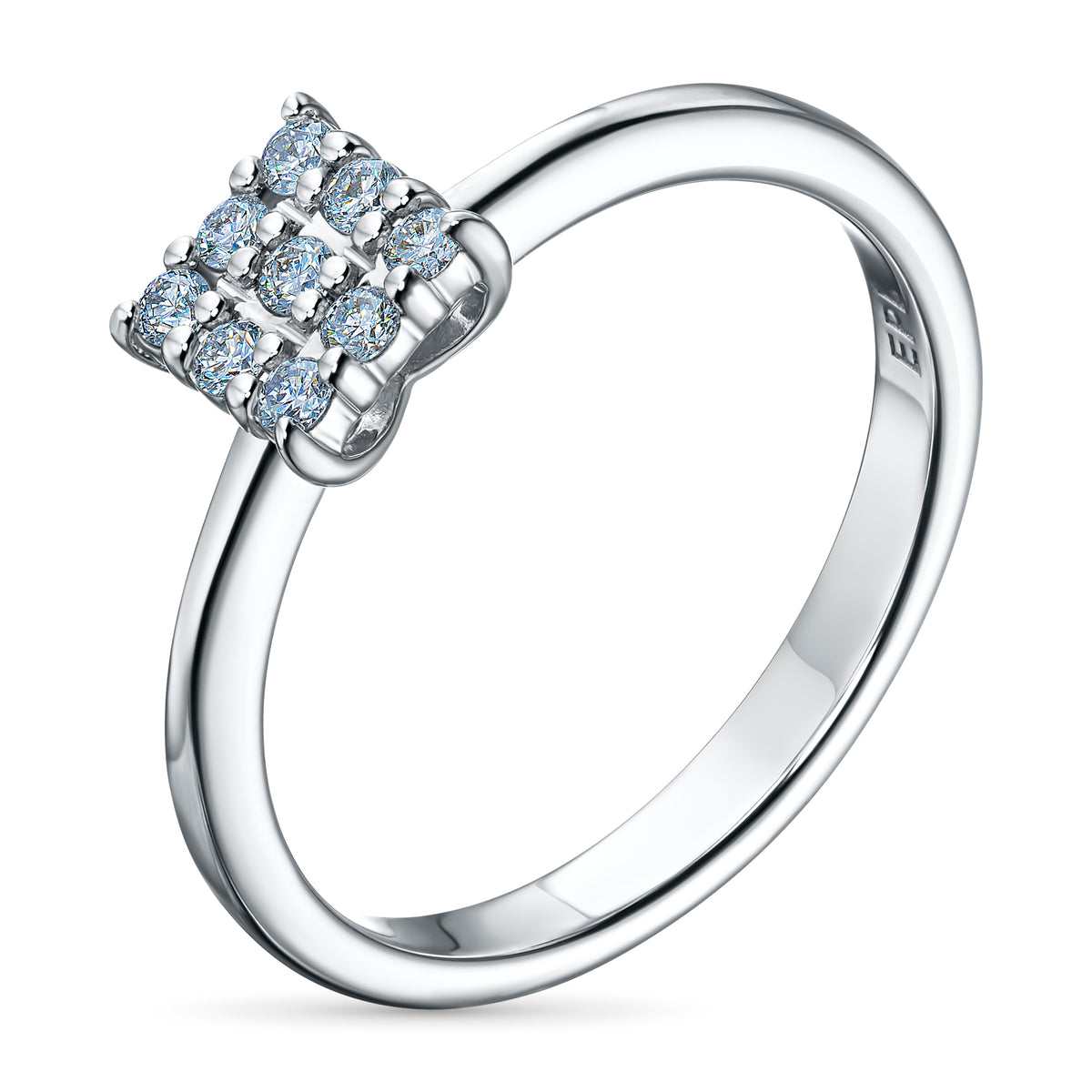 14K White Gold Ring with Natural Diamonds