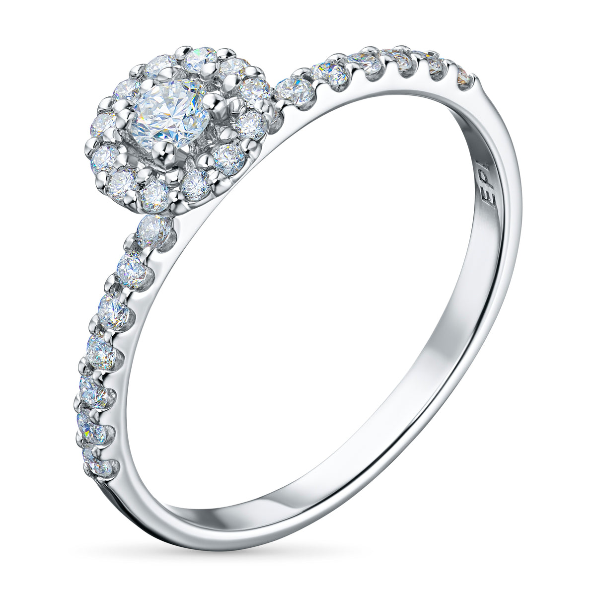 14K White Gold Ring with Natural Diamonds