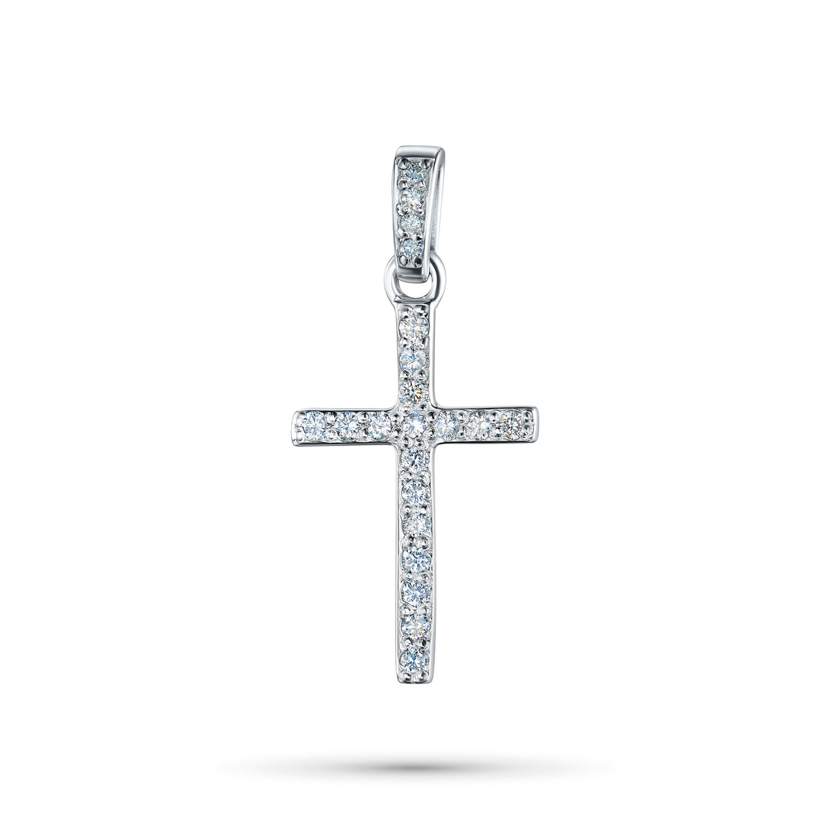 14K White Gold Pendant with Natural Diamonds