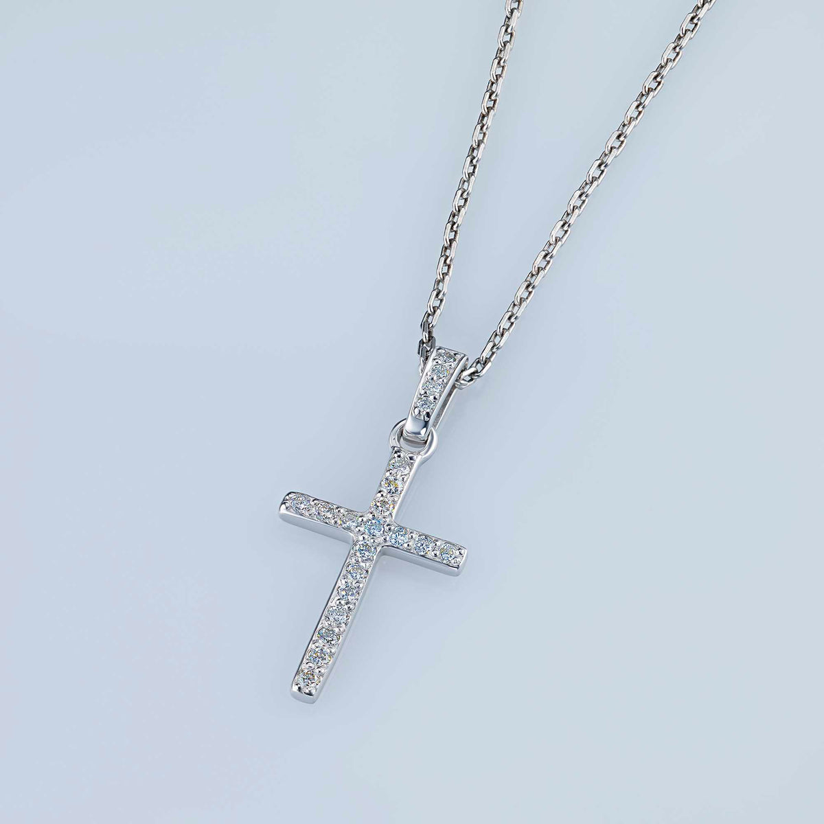 14K White Gold Pendant with Natural Diamonds