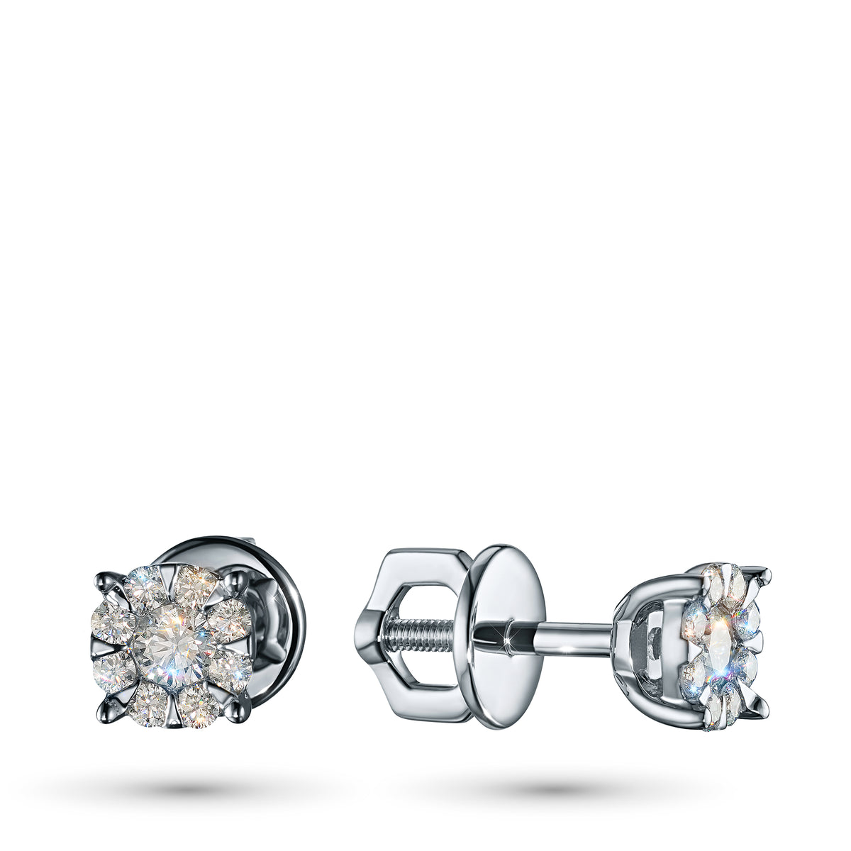 14K White Gold Earring Studs with Natural Diamonds