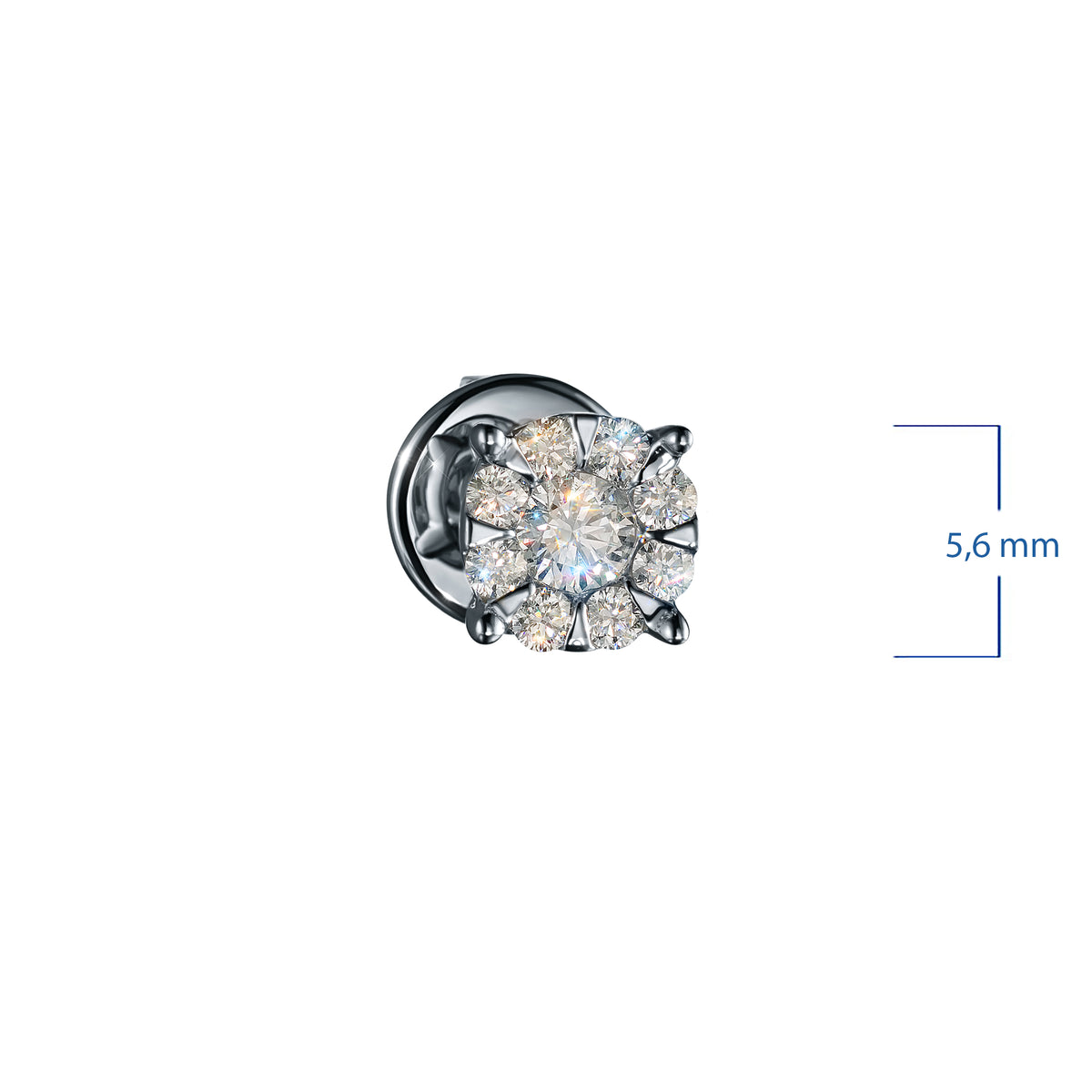 14K White Gold Earring Studs with Natural Diamonds