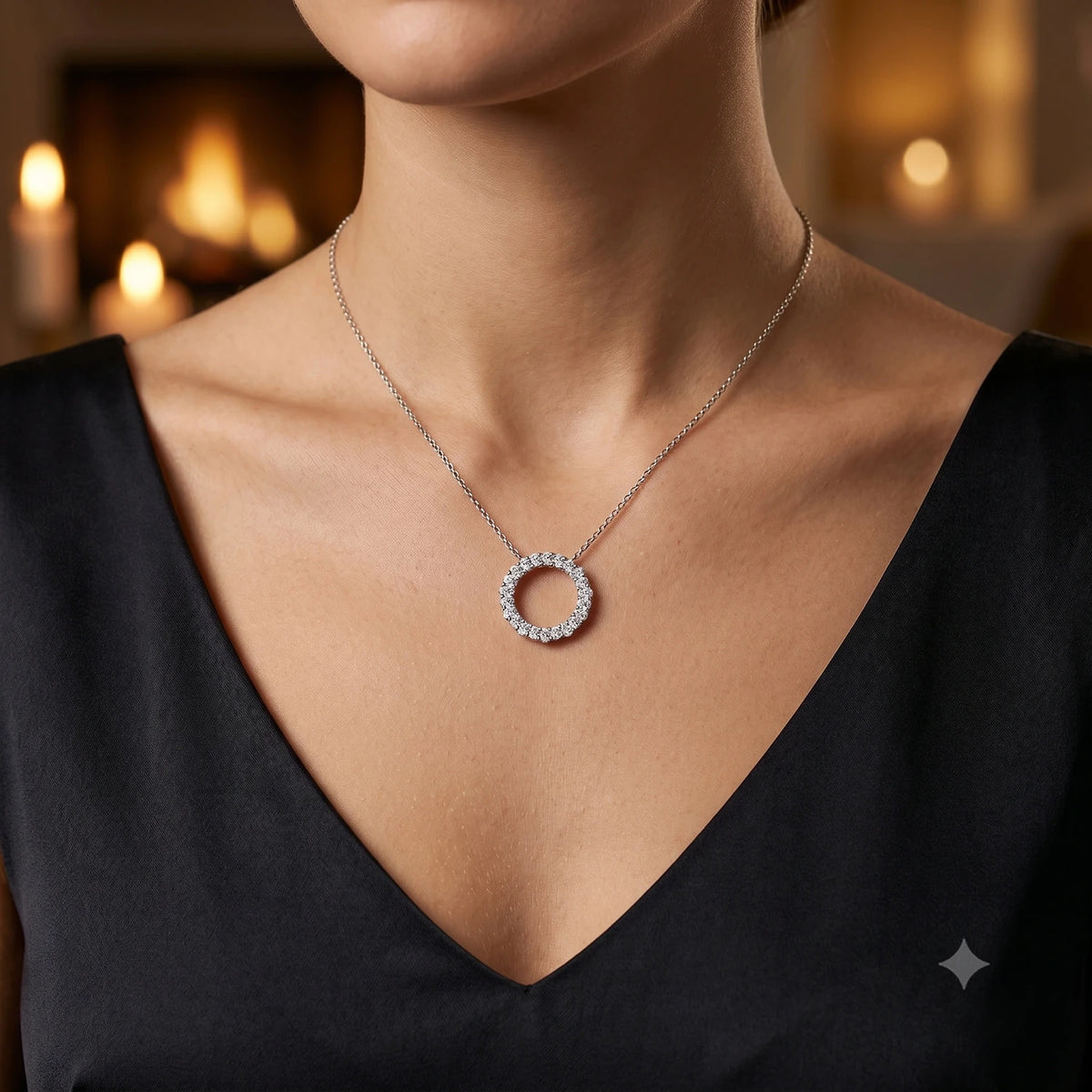 14K White Gold Pendant with Lab-Created Diamonds