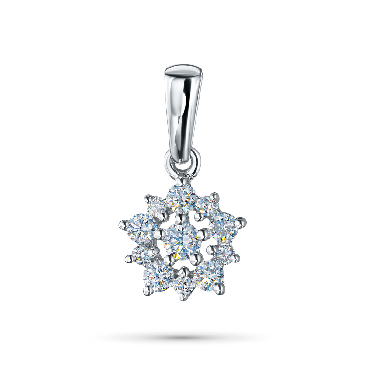 14K White Gold Pendant with Natural Diamonds