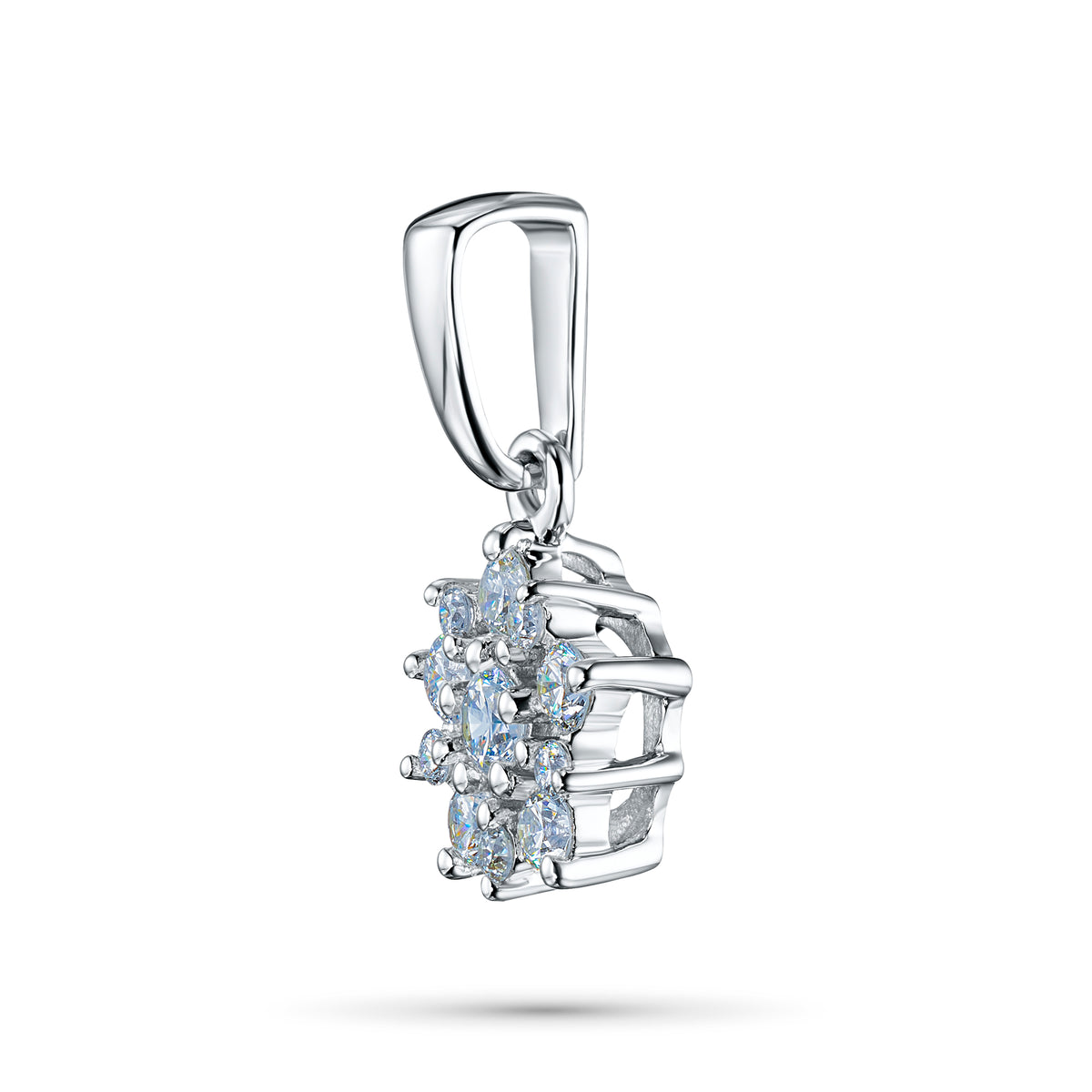 14K White Gold Pendant with Natural Diamonds